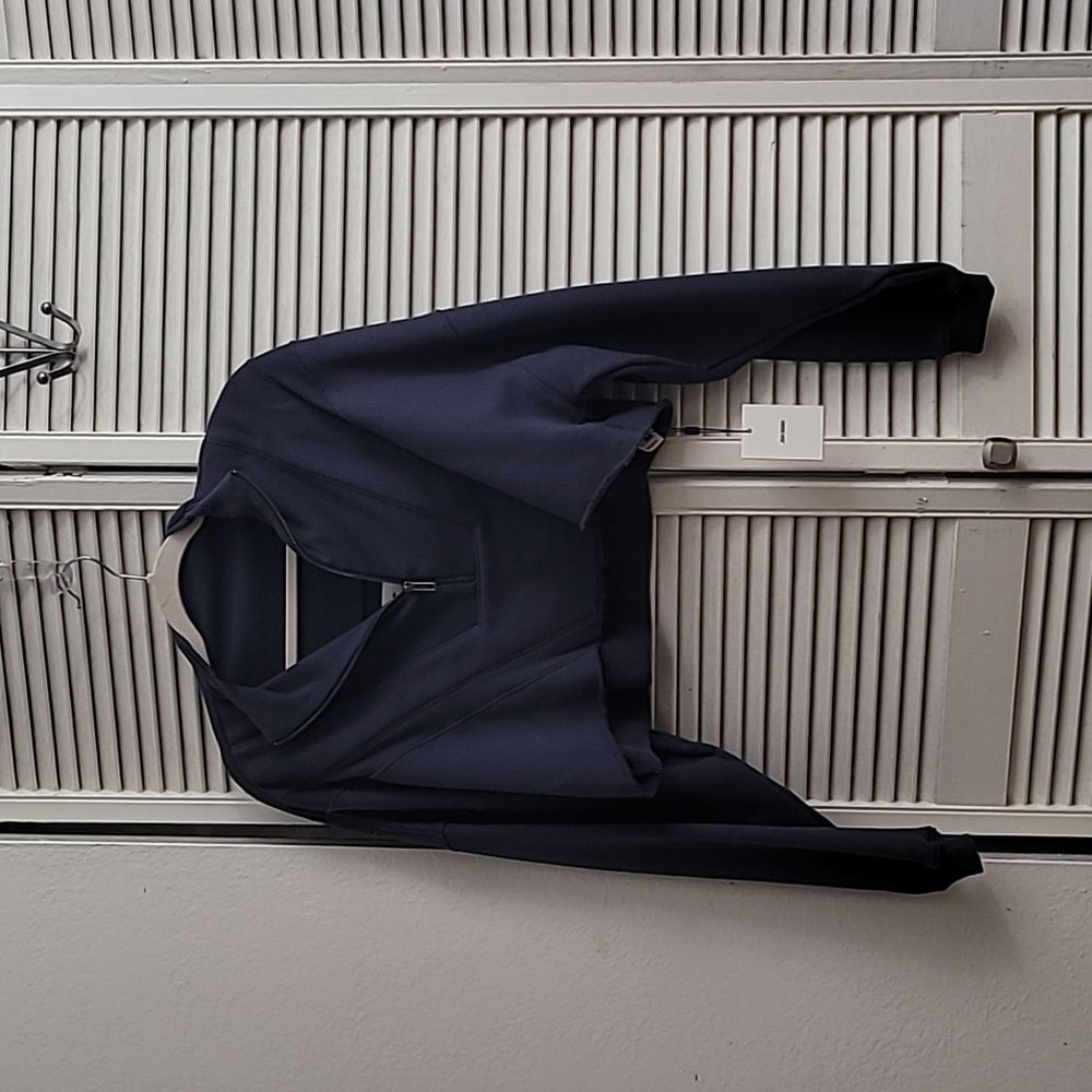 Joah Brown Half Zip Crop Pullover in Washed Navy Size M/L